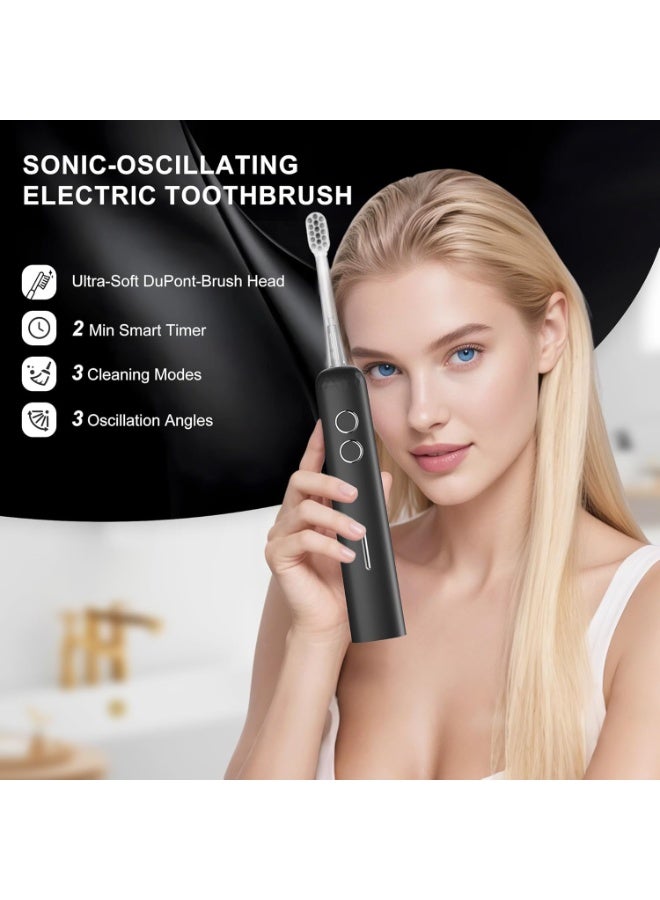general Electric Toothbrush Wave Oscillation & Vibration Sonic Tooth Brush for Adults BASS-Brushing Technique Travel Rechargeable Toothbrushes 4 Soft Bristle Replace Heads IPX7 Gifts for Men Women Black - Image 3