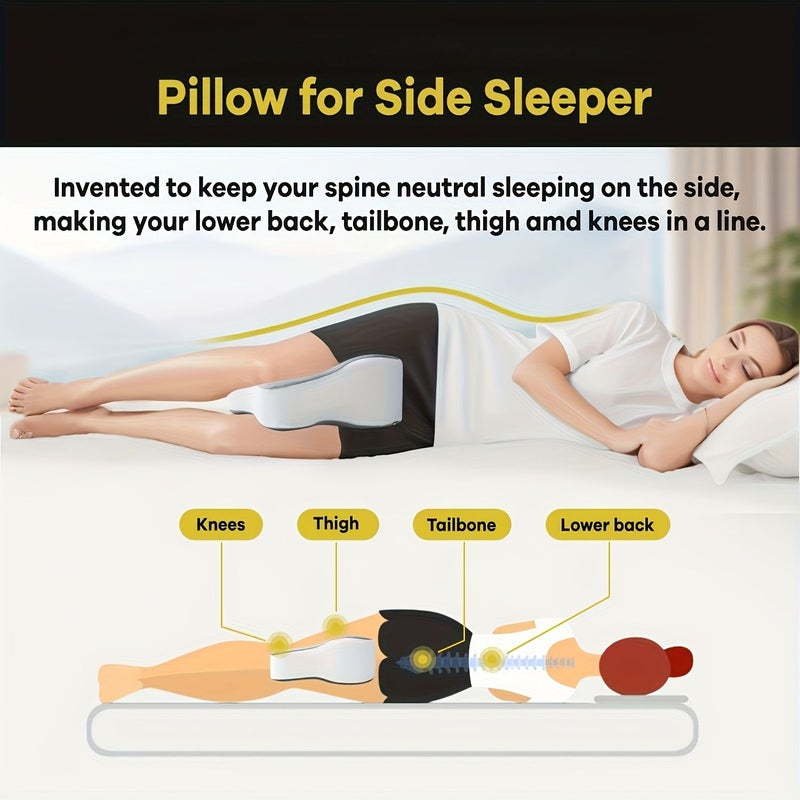 Gray White Memory Foam Knee Pillow for Side Sleepers Leg Alignment Cooling Cover - Image 5