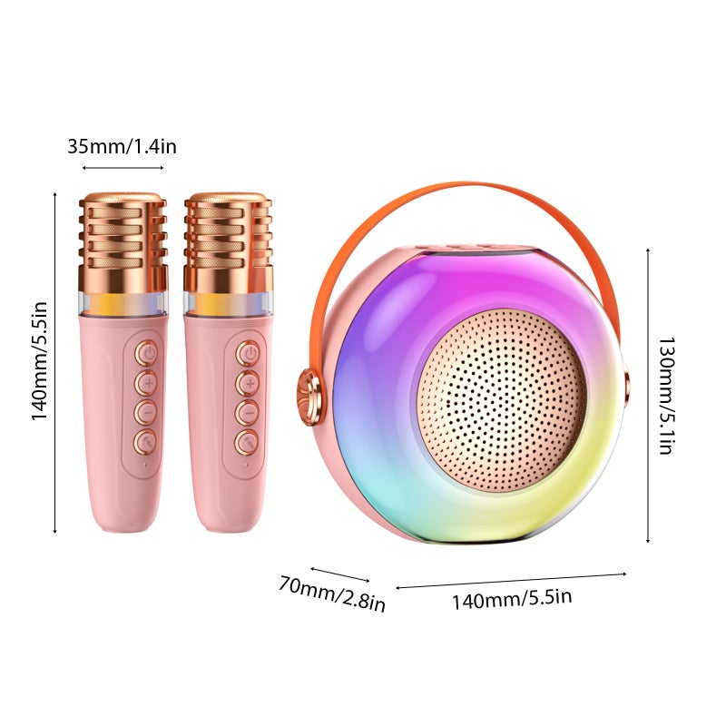 Karaoke Machine with 2 Wireless Microphones BT Microphone and Speaker KTV Set with RGB Light Effects Voice Control Handheld Mic Lightweight Portable Karaoke System for Home Party Outdoor - Image 3
