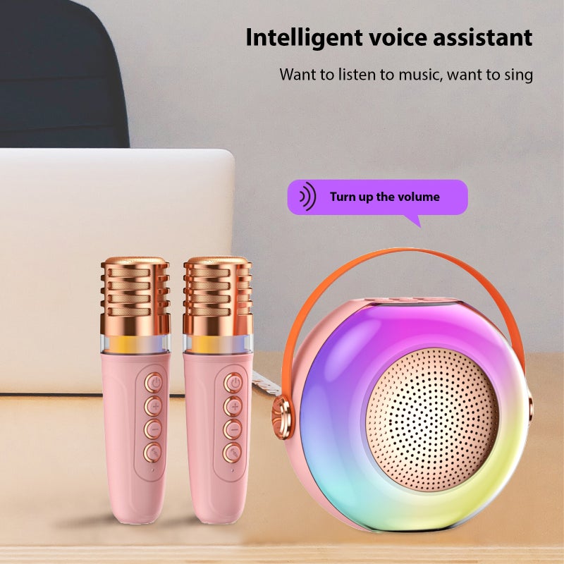 Karaoke Machine with 2 Wireless Microphones BT Microphone and Speaker KTV Set with RGB Light Effects Voice Control Handheld Mic Lightweight Portable Karaoke System for Home Party Outdoor - Image 5
