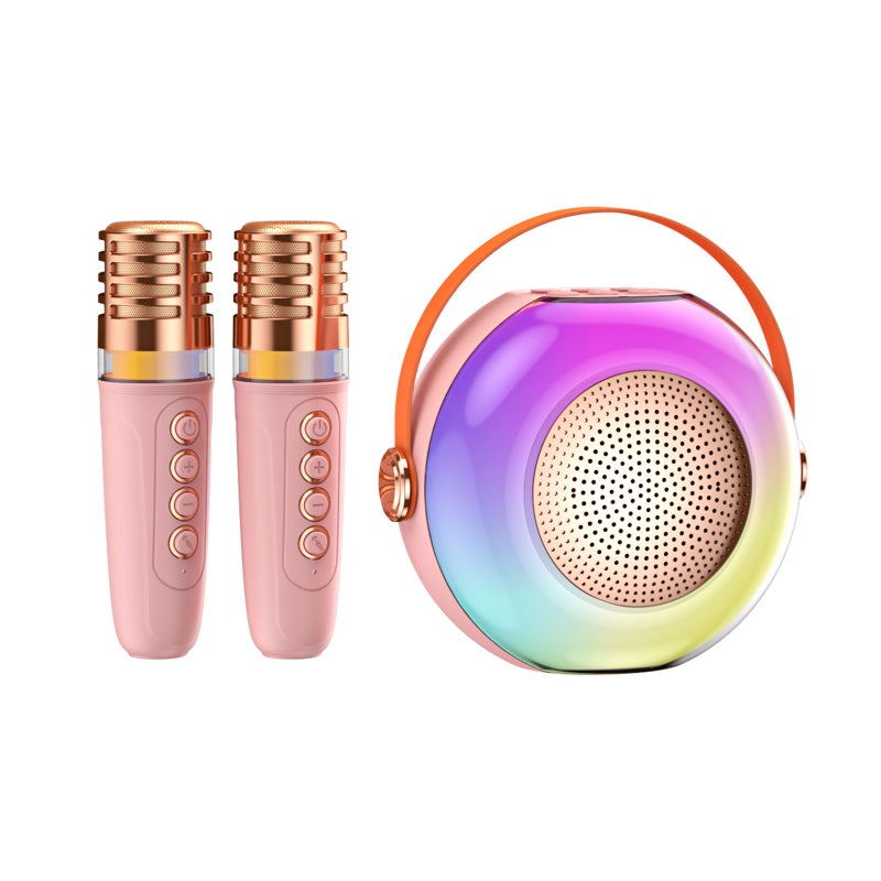 Karaoke Machine with 2 Wireless Microphones BT Microphone and Speaker KTV Set with RGB Light Effects Voice Control Handheld Mic Lightweight Portable Karaoke System for Home Party Outdoor - Image 1