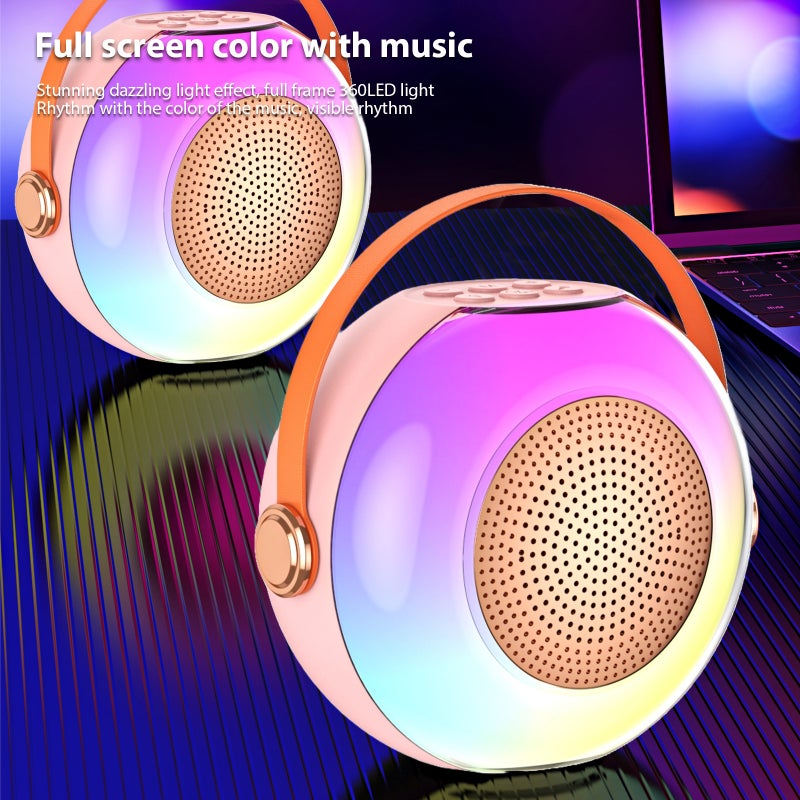 Karaoke Machine with 2 Wireless Microphones BT Microphone and Speaker KTV Set with RGB Light Effects Voice Control Handheld Mic Lightweight Portable Karaoke System for Home Party Outdoor - Image 4