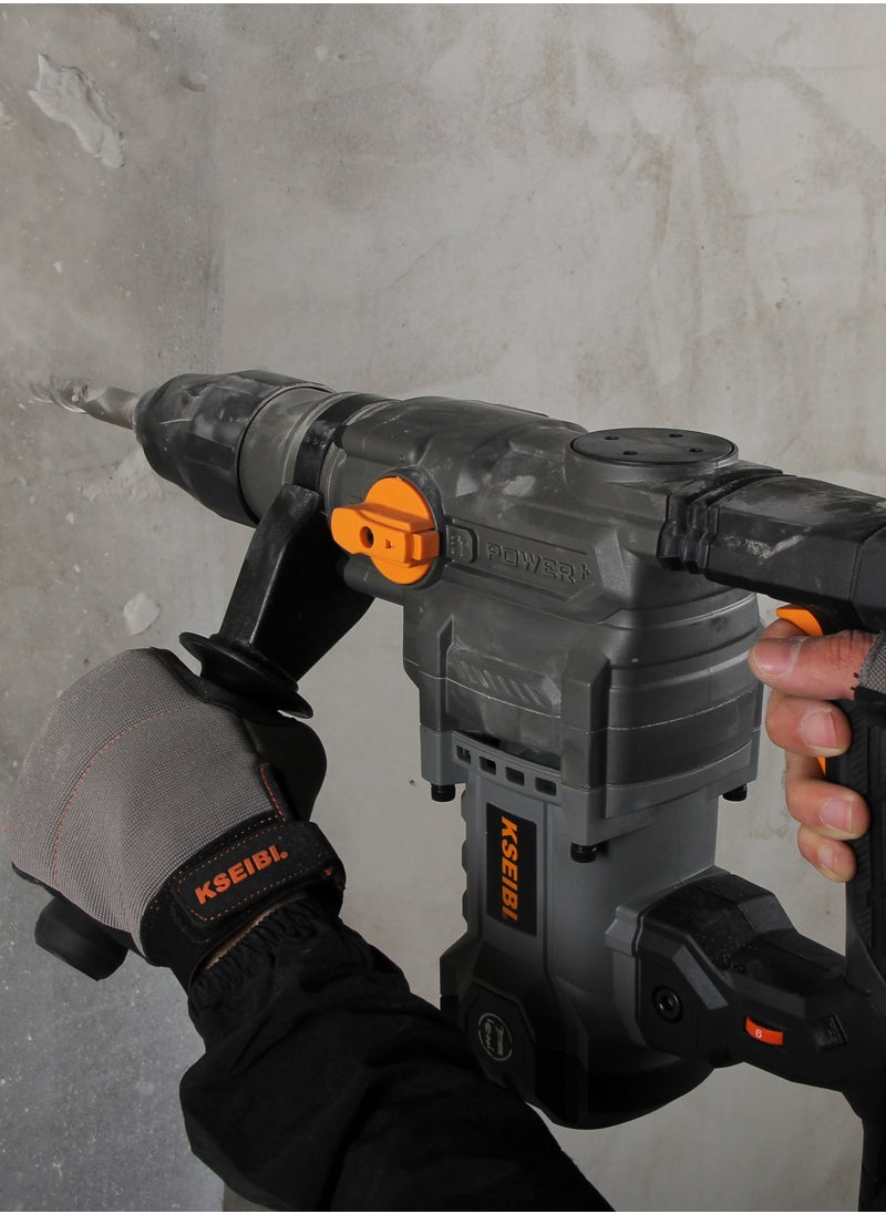 KSEIBI Rotary Hammer 1050W, Heavy Duty Hammer Drill, Safety Clutch Electric Demolition Hammer Drill with Vibration Control, Carrying Case, 3 Drill Bits, Flat Chisels, Point Chisels, for Home Improvements, Drilling, Demolition Concrete.  - Image 5