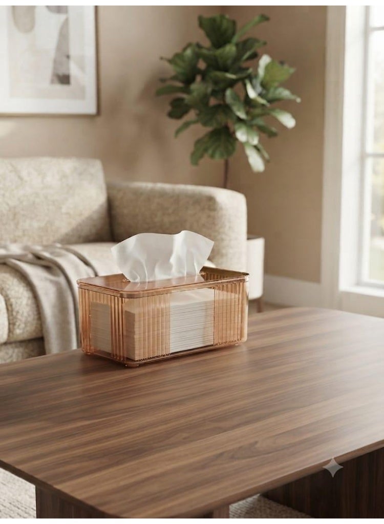 Acrylic Wooden Lid Wipes Storage Box For Kitchen And Bathroom For Living Room  Transparent - Image 2