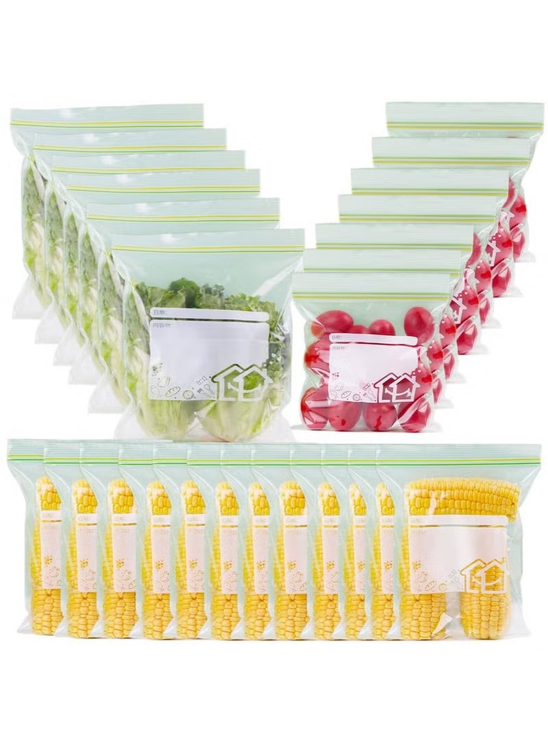70 عبوة أكياس تخزين طعام قابلة لإعادة الاستخدام ، أكياس غداء فريزر زيبلوك للحوم ، وجبات ، خضروات ، فواكه ، حلويات ، وجبات خفيفة 15 كبير / 25 متوسط / 30 صغير (شفاف) - Image 1