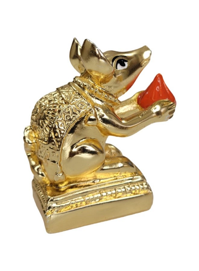 Arnavira Gold Plated Mushak Idol for Ganpati Pooja Ganeshji Mooshak Mouse Mushakraj (Gold) - Image 1