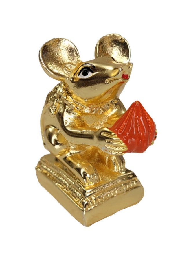 Arnavira Gold Plated Mushak Idol for Ganpati Pooja Ganeshji Mooshak Mouse Mushakraj (Gold) - Image 3