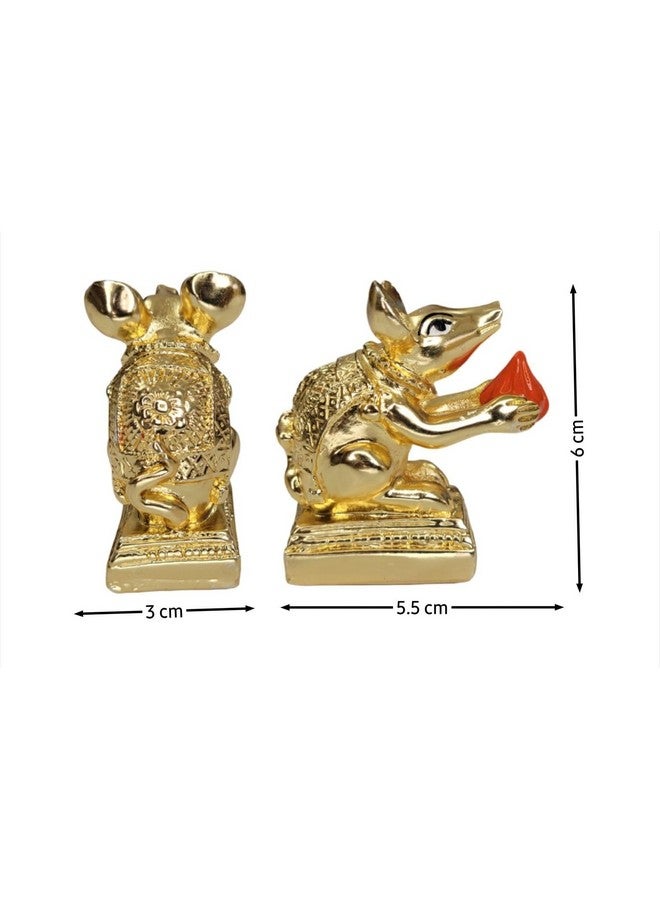 Arnavira Gold Plated Mushak Idol for Ganpati Pooja Ganeshji Mooshak Mouse Mushakraj (Gold) - Image 4