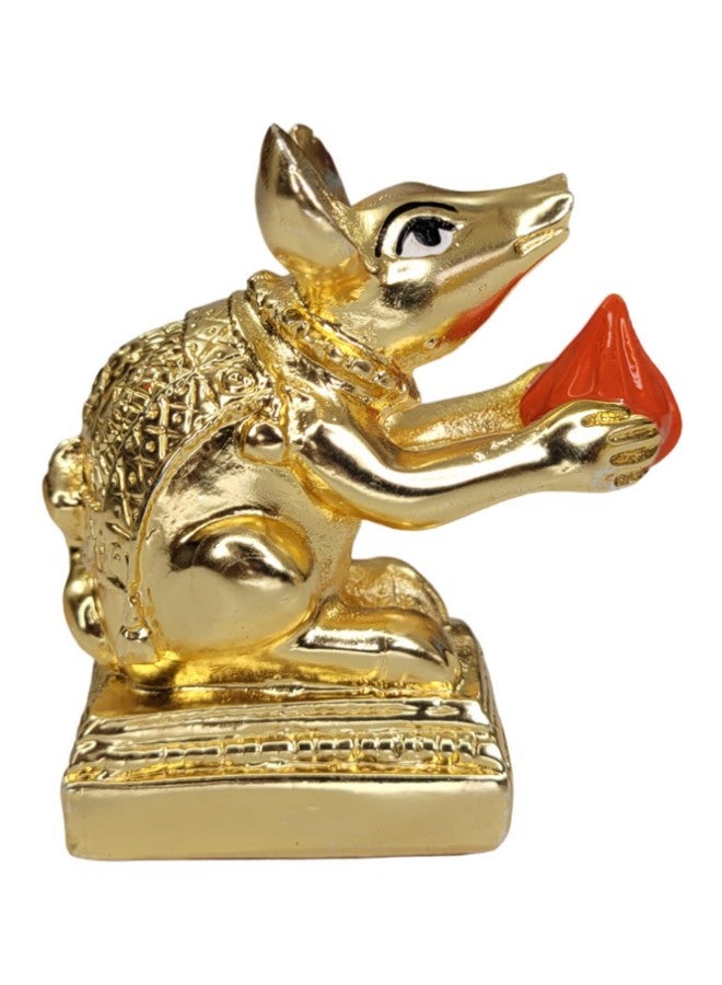 Arnavira Gold Plated Mushak Idol for Ganpati Pooja Ganeshji Mooshak Mouse Mushakraj (Gold) - Image 2