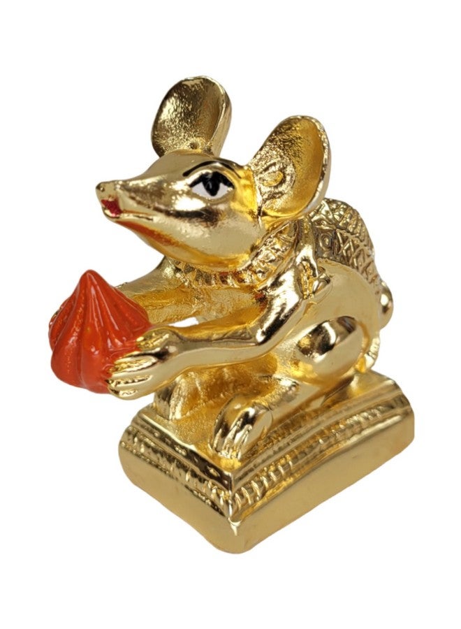 Arnavira Gold Plated Mushak Idol for Ganpati Pooja Ganeshji Mooshak Mouse Mushakraj (Gold) - Image 5