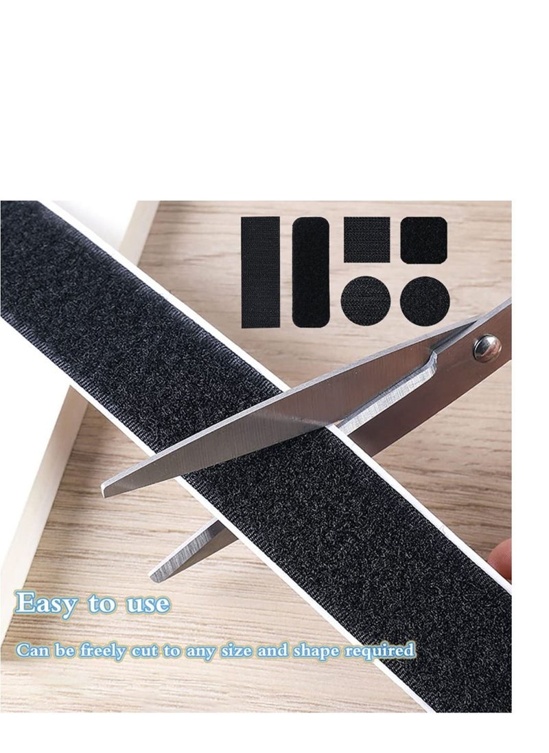 Generic Self-Adhesive Hook and Loop Strips Tape Roll Black Heavy Double Sided Sticky Duty Industrial Strength Fastener Interlocking for Household Kitchen School Office Set of 2  - Image 2