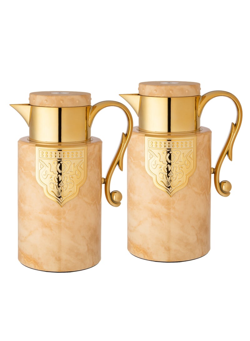 السيف  طقم ترامس الفخامة للشاي والقهوة من السيف بيج ماربل 1 ليتر مكون من 2 قطعة - Image 1