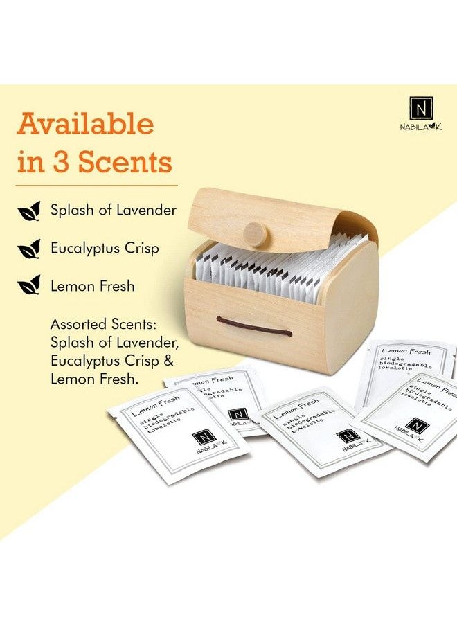 Nabila K - Moist Towelettes Individually Wrapped Single Use Alcoholfree Plant & Mineral Based Natural Ingredients Travel Size Bamboo Case Disposable Towels Lemon Fresh 20 Ct - Image 1