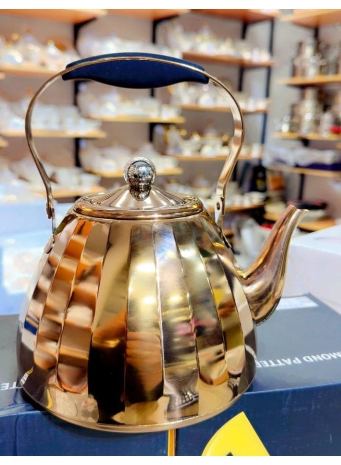 البراد الأناناس براد استانلس ستيل دهبي بالصفاية معدن مقاوم للصدأ  صحي سعة 1.5لتر براد ستانليس اناناسه مدهب منقوش صفايه اعشاب داخليه - Image 2