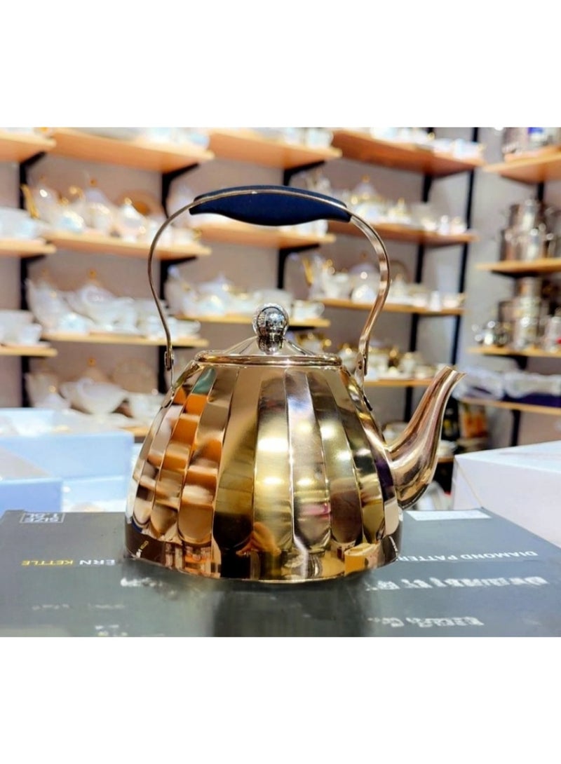 البراد الأناناس براد استانلس ستيل دهبي بالصفاية معدن مقاوم للصدأ  صحي سعة 1.5لتر براد ستانليس اناناسه مدهب منقوش صفايه اعشاب داخليه - Image 1