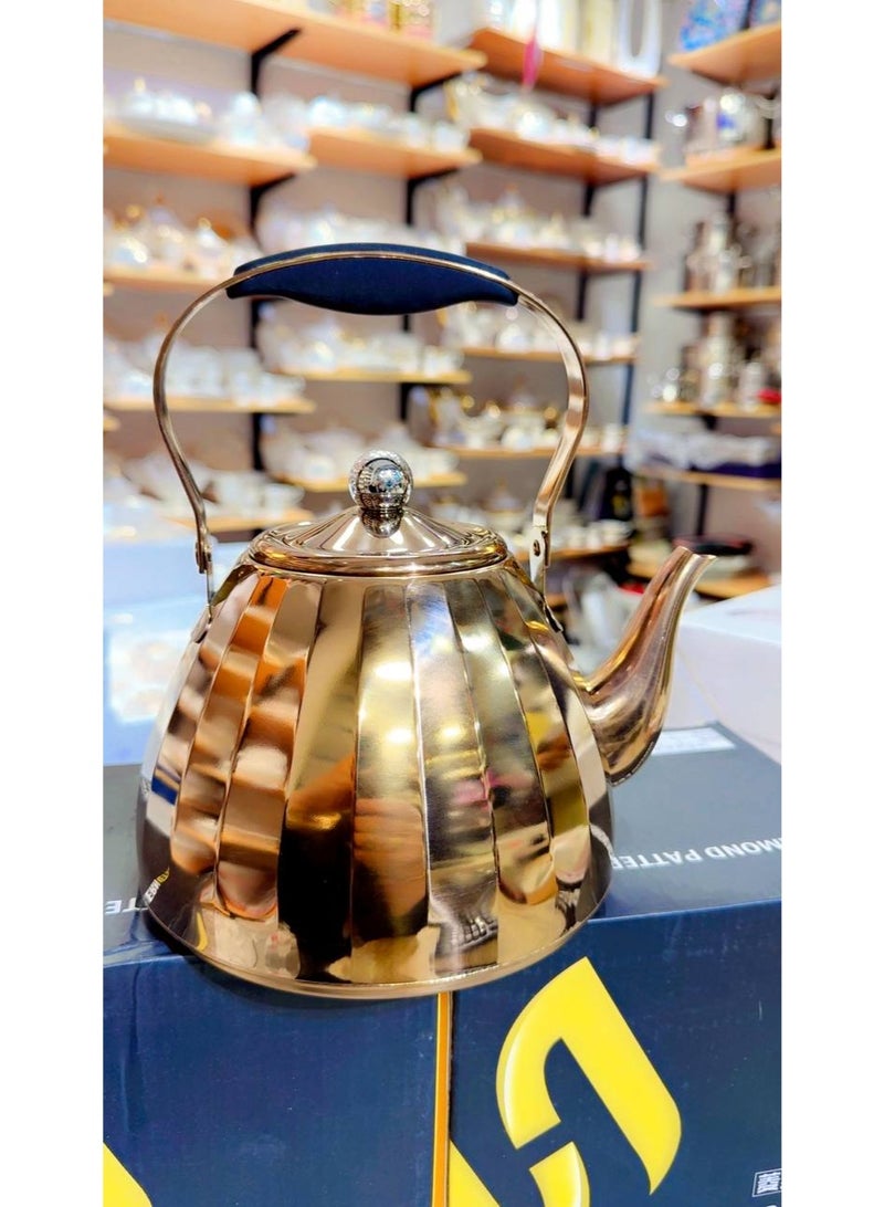 البراد الأناناس براد استانلس ستيل دهبي بالصفاية معدن مقاوم للصدأ  صحي سعة 1.5لتر براد ستانليس اناناسه مدهب منقوش صفايه اعشاب داخليه - Image 5