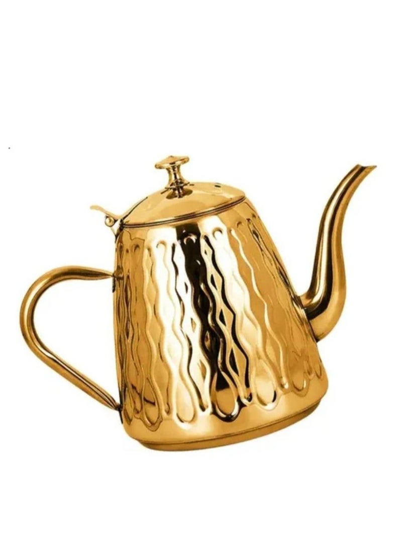 ماركة غير محددة البراد الأناناس براد استانلس ستيل دهبي بالصفاية معدن مقاوم للصدأ  صحي سعة 1.5لتر براد ستانليس اناناسه مدهب منقوش صفايه اعشاب داخليه  - Image 1