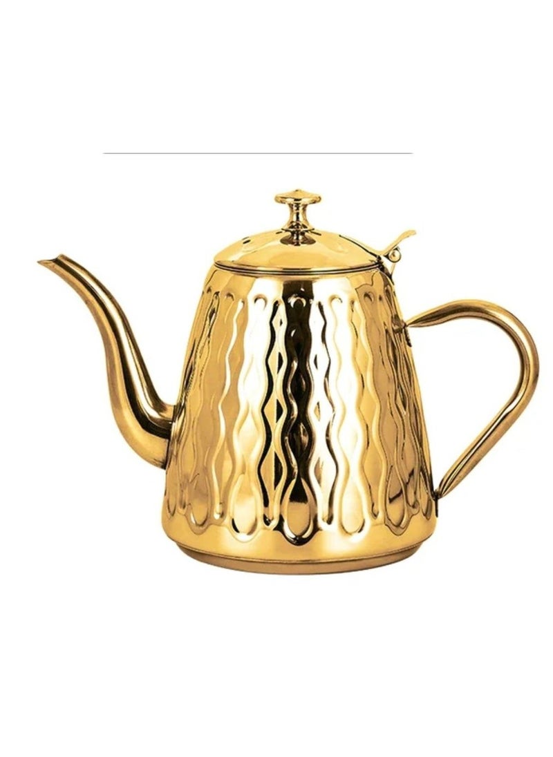 ماركة غير محددة البراد الأناناس براد استانلس ستيل دهبي بالصفاية معدن مقاوم للصدأ  صحي سعة 1.5لتر براد ستانليس اناناسه مدهب منقوش صفايه اعشاب داخليه  - Image 2