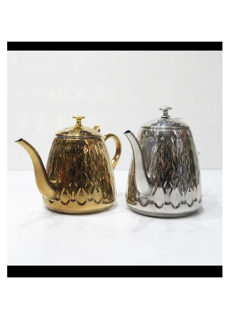 ماركة غير محددة البراد الأناناس براد استانلس ستيل دهبي بالصفاية معدن مقاوم للصدأ  صحي سعة 1.5لتر براد ستانليس اناناسه مدهب منقوش صفايه اعشاب داخليه  - Image 5