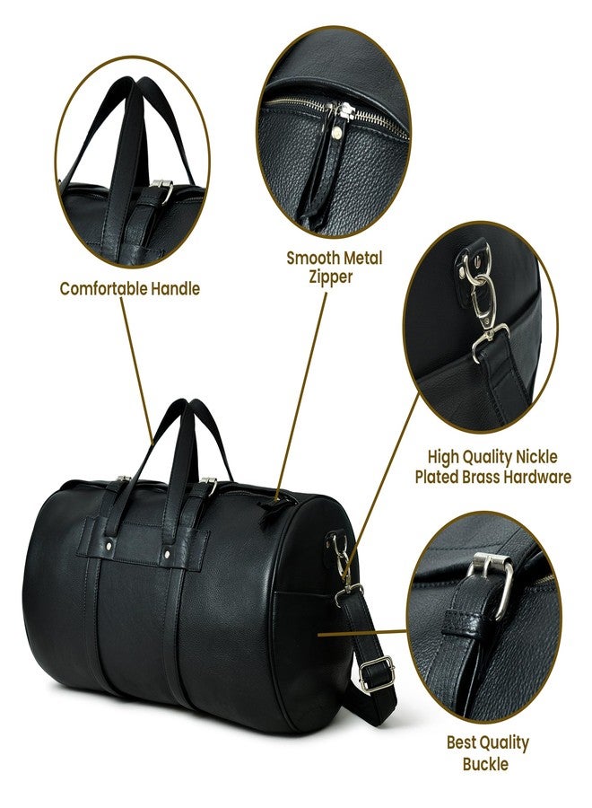 Adyan Leather Oversized Travel Duffel Bags for Men and Women Gym Travel Tote Duffel, Overnight Weekender Travel Case Duffel Luggage Bag, Black, Duffle Bag Adjustable Shoulder Strap - Image 2