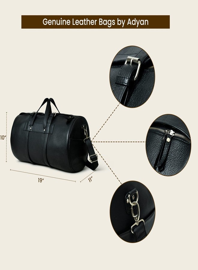 Adyan Leather Oversized Travel Duffel Bags for Men and Women Gym Travel Tote Duffel, Overnight Weekender Travel Case Duffel Luggage Bag, Black, Duffle Bag Adjustable Shoulder Strap - Image 3