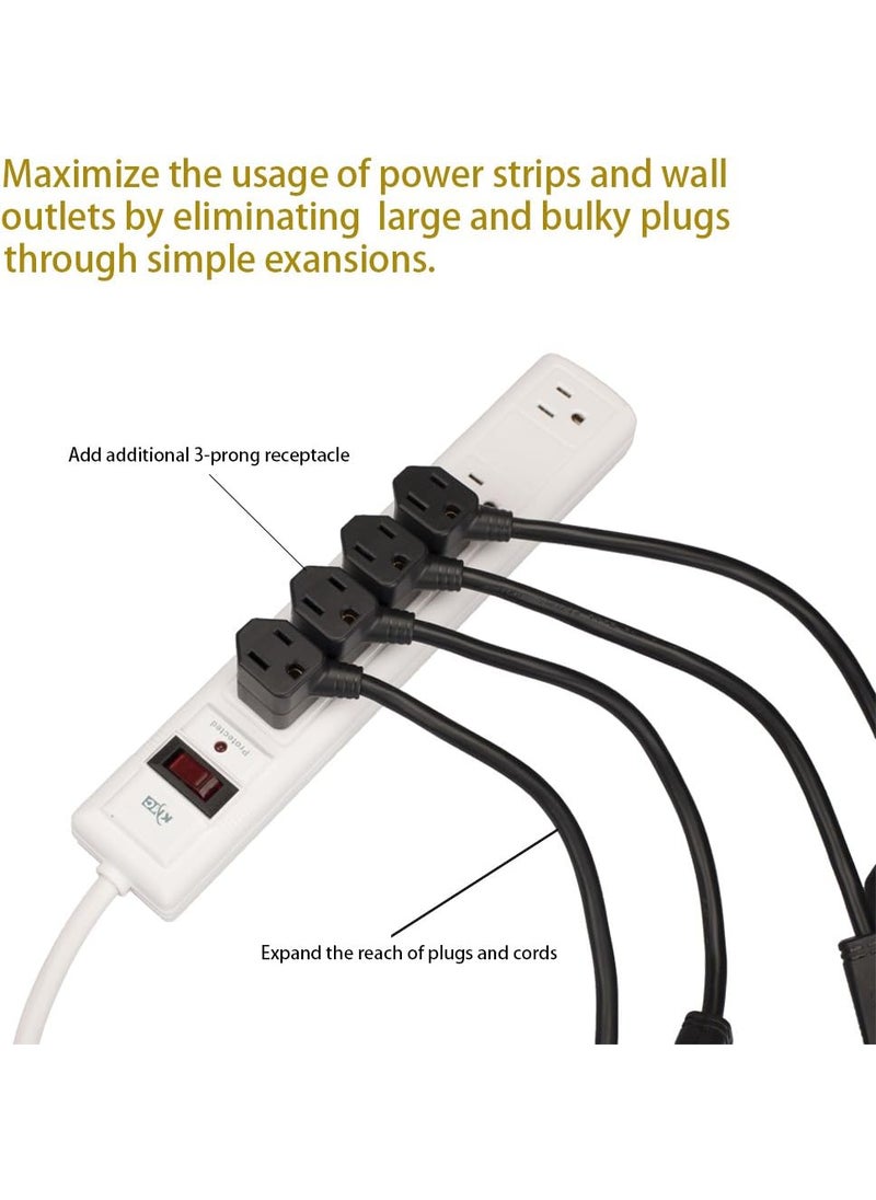 KMC KMC 1Foot 10Pack Power Extension Cord 3 Prong Appliance Extension Cable CordBlack  - Image 2