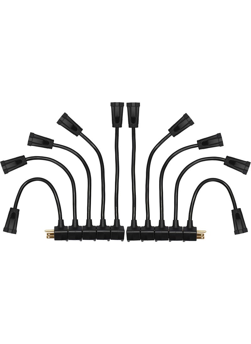KMC KMC 1Foot 10Pack Power Extension Cord 3 Prong Appliance Extension Cable CordBlack  - Image 1