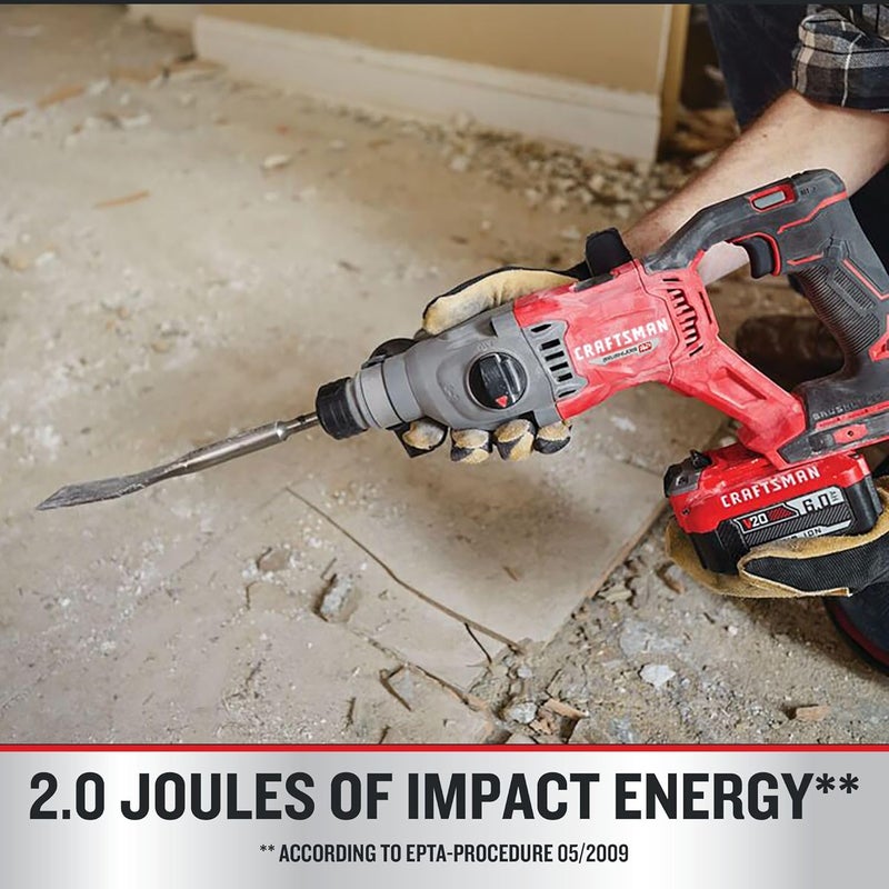 CRAFTSMAN V20 RP SDS Rotary Hammer Drill Cordless 78 inch 2 Joules Bare Tool Only CMCH234B - Image 4