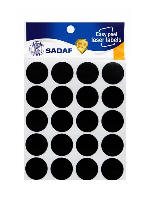240-Piece Round Labels 25mm Diameter Black