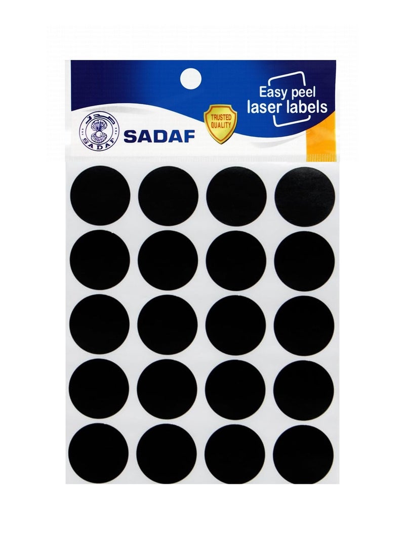 240-Piece Round Labels 25mm Diameter Black