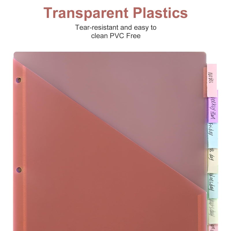XRUNMIX 8-Tab Binder Dividers, Index Pockets for 3 Ring Binders, 8 Pastel Colors, US Letter Size (1) - Image 5