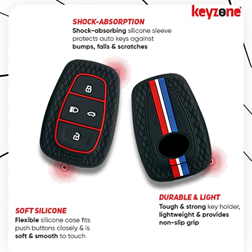 keyzone Striped Silicone Key Cover & Keychain Compatible forPunch EV,Altroz,Nexon EV,Punch,Tigor EV,Safari,Tiago EV,Nexon,Harrier,Tiago,Tigor 4 Button Smart Key(Blue with Blue Striped KH) - Image 4