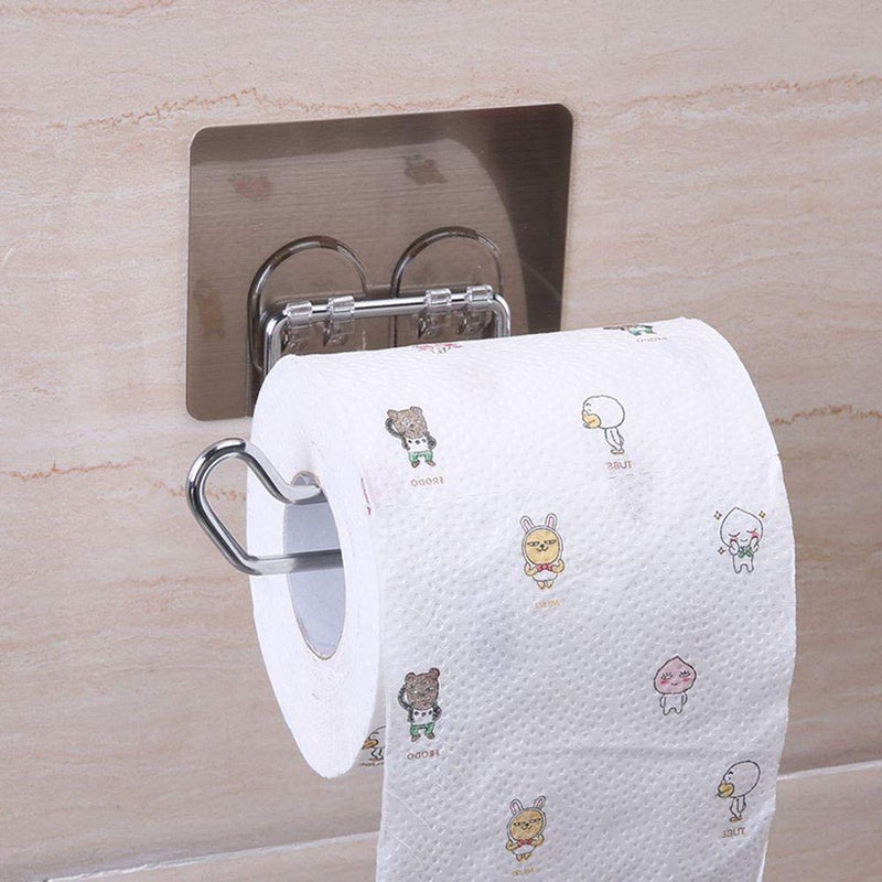 RIANZ No Drill Stainless Steel Self Adhesive Toilet PaperTissue Roll Holder Bathroom Rack for Kitchen Pack of 1 - Image 1