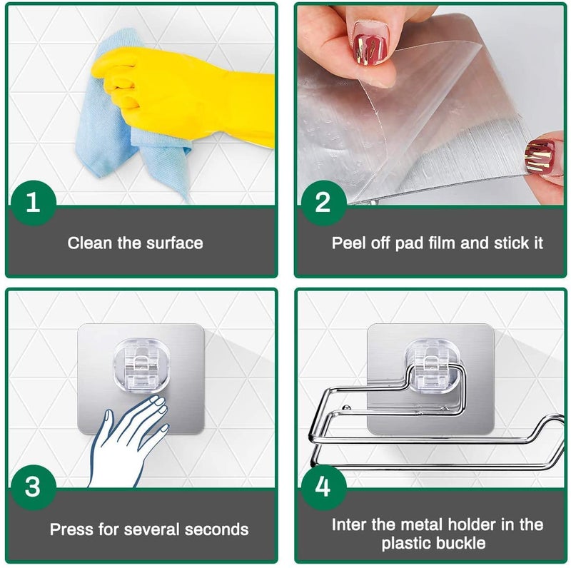 RIANZ No Drill Stainless Steel Self Adhesive Toilet PaperTissue Roll Holder Bathroom Rack for Kitchen Pack of 1 - Image 4