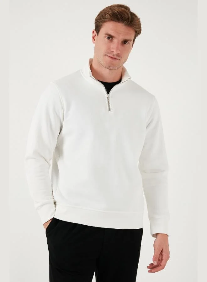 Buratti Cotton Regular Fit Half Zipper Stand Collar Sweat Men's SWEAT 59052592
