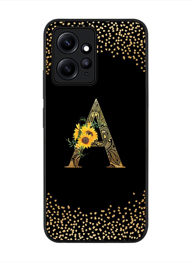 Stylizedd Cover for Redmi Note 12 4G, Rugged Black Slim fit Protective Phone Cases - Custom Monogram Initial Letter Mandala Floral Pattern Alphabet-A (Black) - Image 1