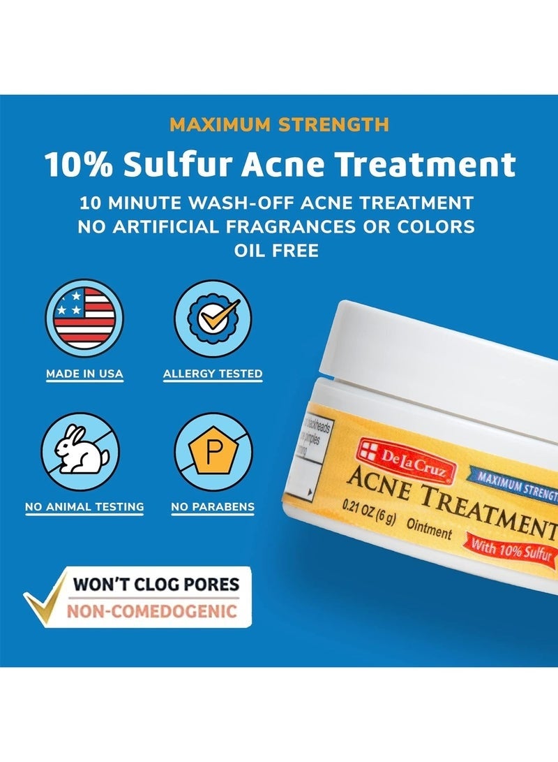 دي لا كروز مرهم الكبريت من دي لا كروز - علاج حب الشباب الكيسي للوجه والجسم - قناع علاج موضعي يومي لمدة 10 دقائق - علاج هرموني آمن وفعال لحب الشباب يزيل البثور - Image 2