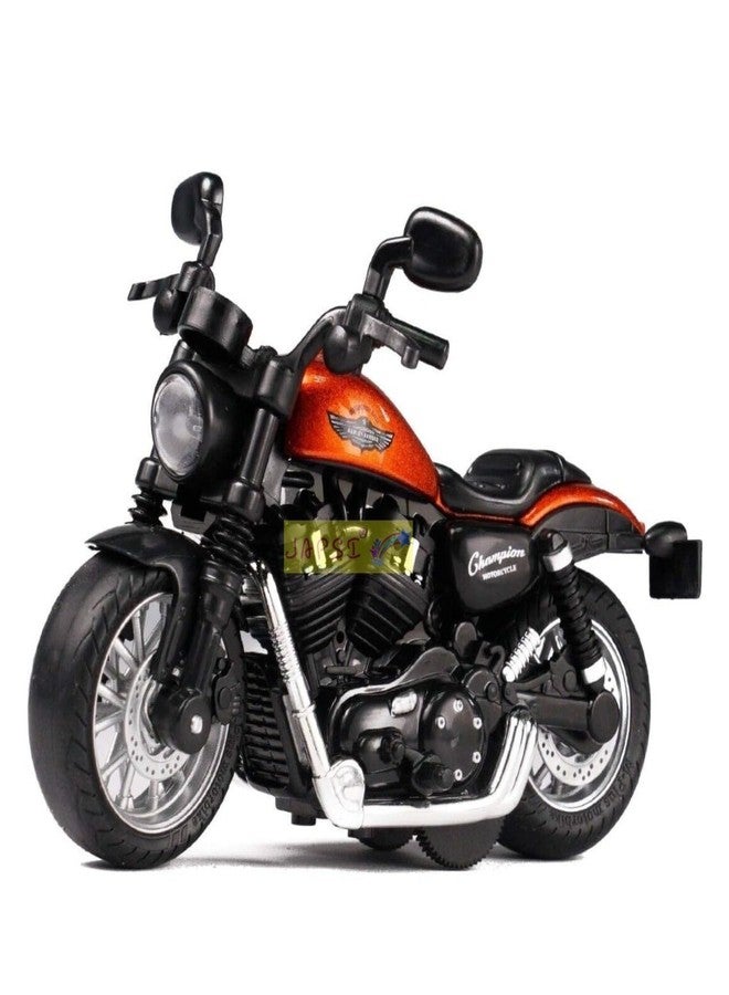JAPSI Die-Cast Motorcycle Model, Pull-Back Sports Bike, Orange and Black, Collector's Edition - Image 1
