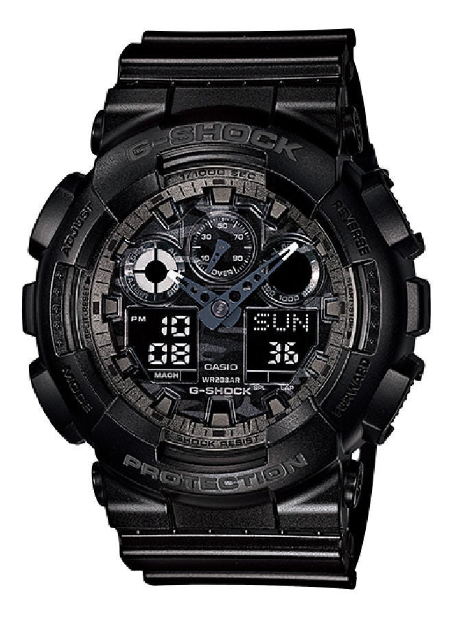 ساعة يد رقمية وتناظرية للرجال من G-SHOCK باللون الأسود GA100CF-1A