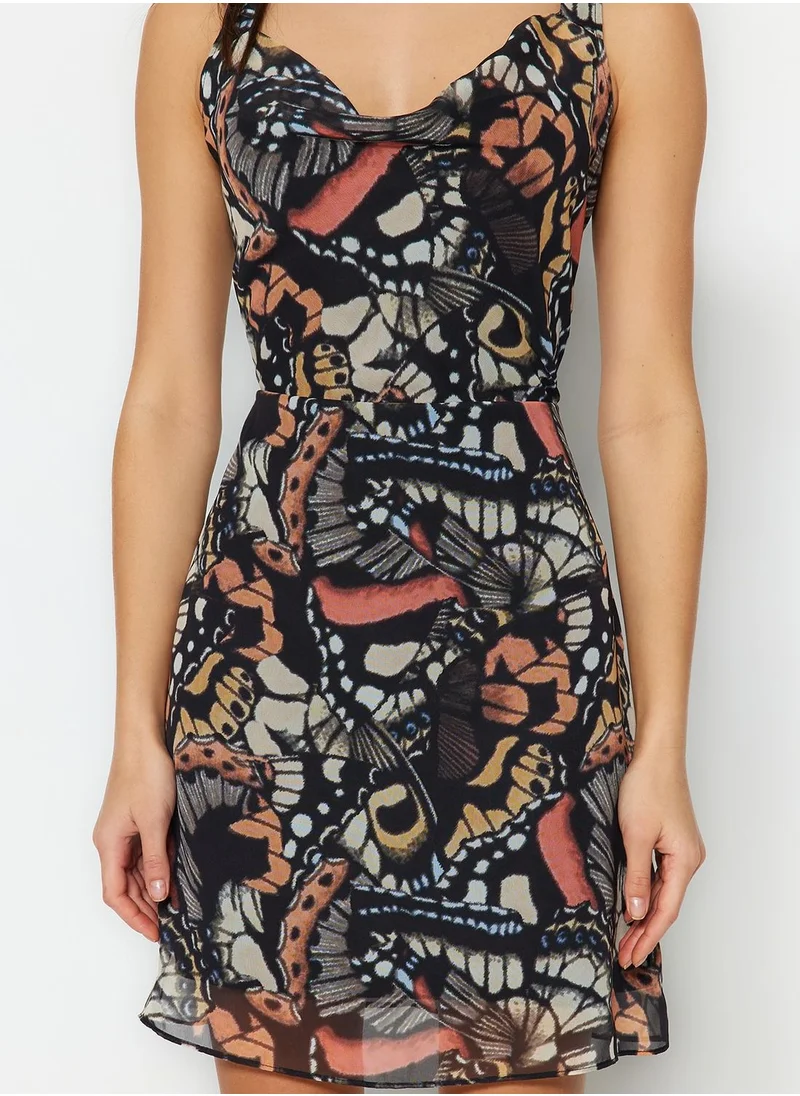trendyol Cowl Neck Printed Dress