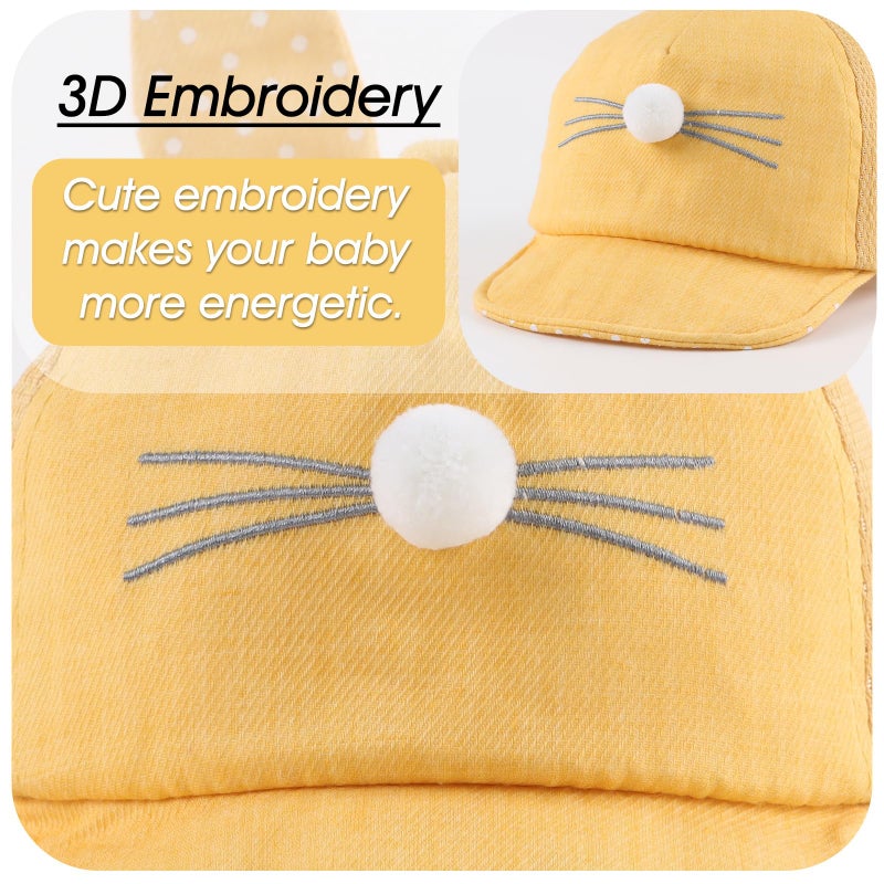 Peecabe Baby Baseball Cap Toddler Infant Boys Girls Sun Hat Breathable Cute Hats for Spring Summer 6M-3T (US, Age, 3 Months, 12 Months, Yellow Rabbit) - Image 2