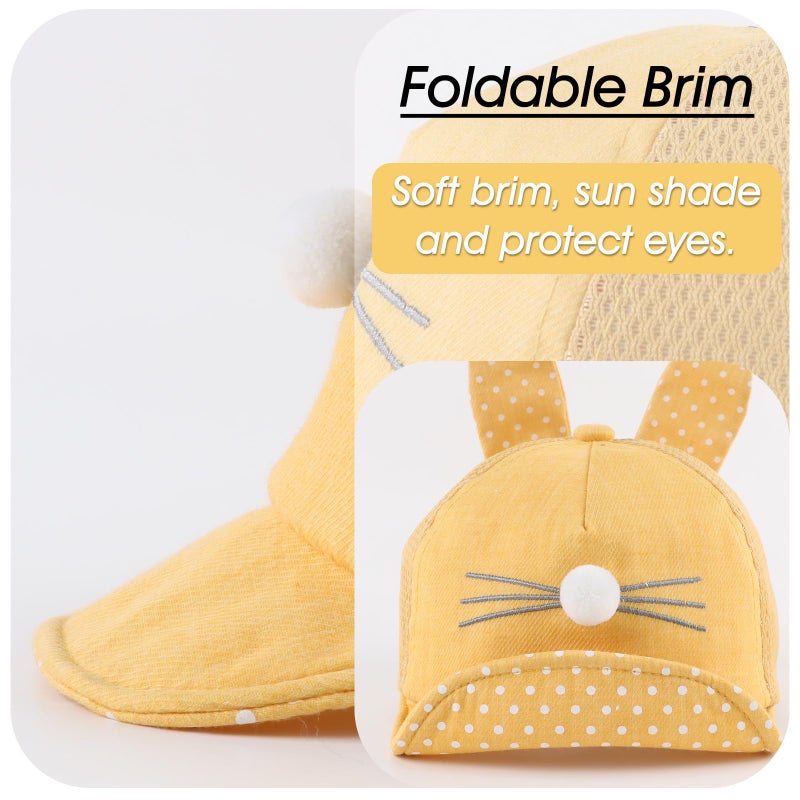 Peecabe Baby Baseball Cap Toddler Infant Boys Girls Sun Hat Breathable Cute Hats for Spring Summer 6M-3T (US, Age, 3 Months, 12 Months, Yellow Rabbit) - Image 3