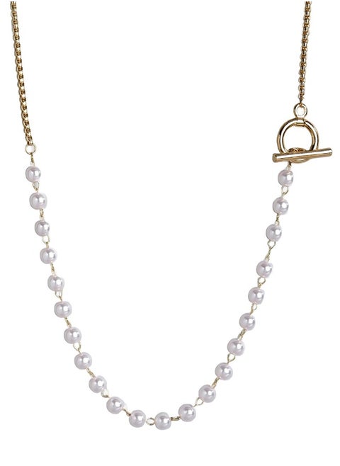 Just Peachy White Gold-Plated Beaded Necklace – Elegant and Sparkling Design – High-Quality Finish – Adjustable Length – Ideal for Everyday Wear and Special Occasions – Perfect Gift for Her