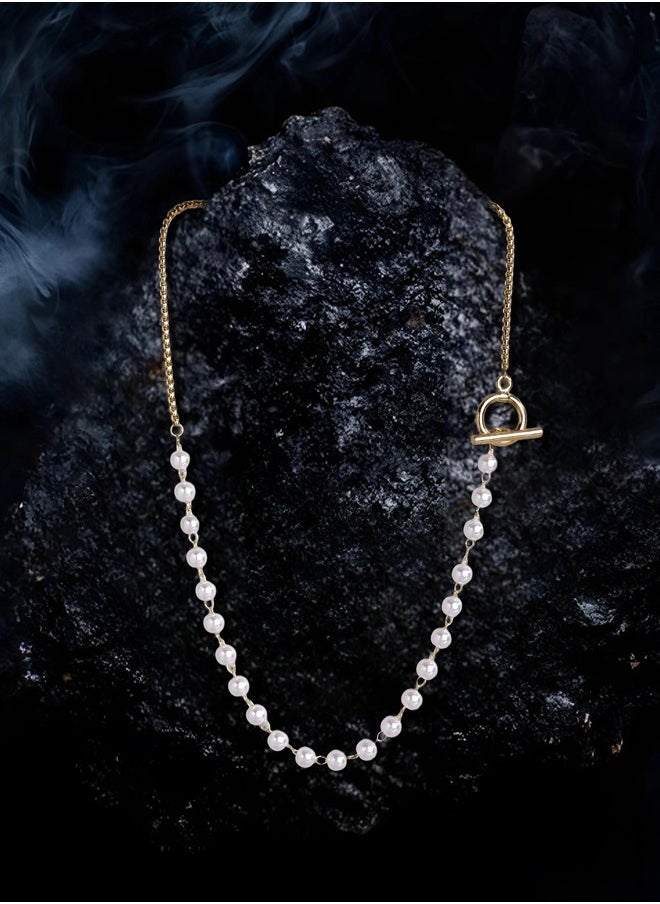 Just Peachy Just Peachy White Gold-Plated Beaded Necklace – Elegant and Sparkling Design – High-Quality Finish – Adjustable Length – Ideal for Everyday Wear and Special Occasions – Perfect Gift for Her  - Image 3