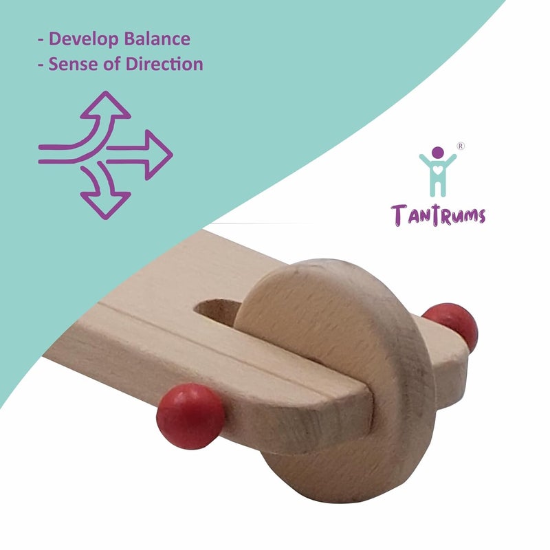 Tantrums Traditional Scientific Push Wagon - Brown Wooden Walker Toy for Babies 8M to 24M - Image 3