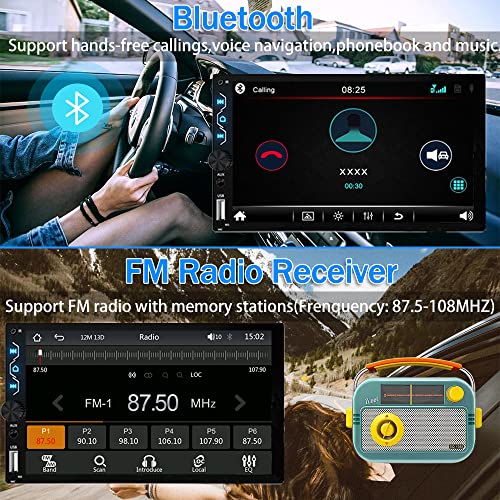 Leadfan Double Din Car Stereo with Dash Cam,7 Inch Full HD Touchscreen Car Audio Receiver Support Carplay and Android Auto,Car Stereo with Bluetooth,Mirror Link,Backup Camera,FM/USB/AUX/Subwoofer - Image 2