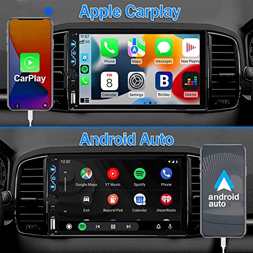 Leadfan Double Din Car Stereo with Dash Cam,7 Inch Full HD Touchscreen Car Audio Receiver Support Carplay and Android Auto,Car Stereo with Bluetooth,Mirror Link,Backup Camera,FM/USB/AUX/Subwoofer - Image 3