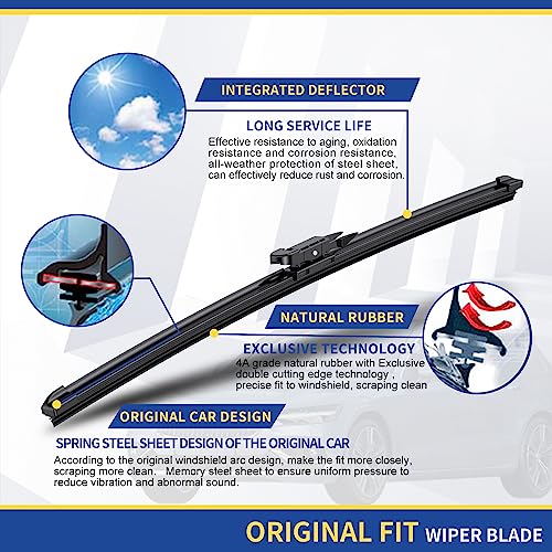ANRDDO Wipers Factory Replacement For Ford Edge 2015-2024,Escape 2013-2019,Focus 2012-2018,Transit Connect 2014 2022 Original Equipment Wiper Blade Set 28+28 (Set of 2) Pinch Tab - Image 4