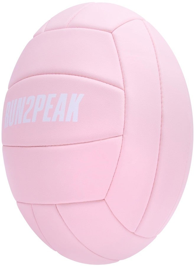 RUN2PEAK Volleyball Ball for Indoor Outdoor Beach Pool Game Play Volley Balls for Adult Team Mens Beginners PU Training Practice Volley Ball Official Size 5 All Pink - Image 3