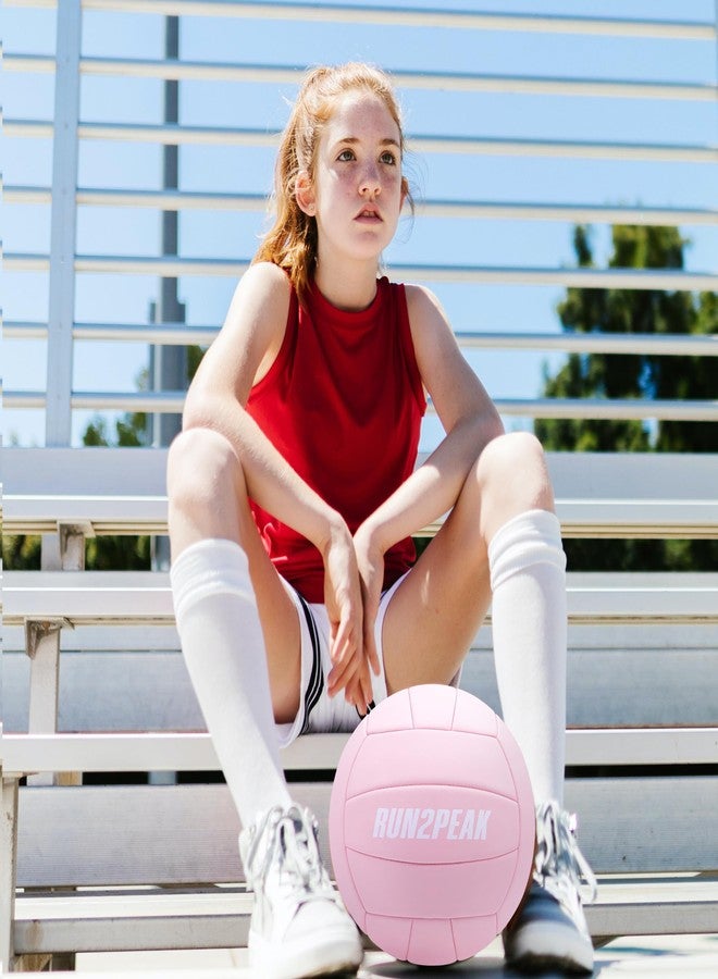 RUN2PEAK Volleyball Ball for Indoor Outdoor Beach Pool Game Play Volley Balls for Adult Team Mens Beginners PU Training Practice Volley Ball Official Size 5 All Pink - Image 4